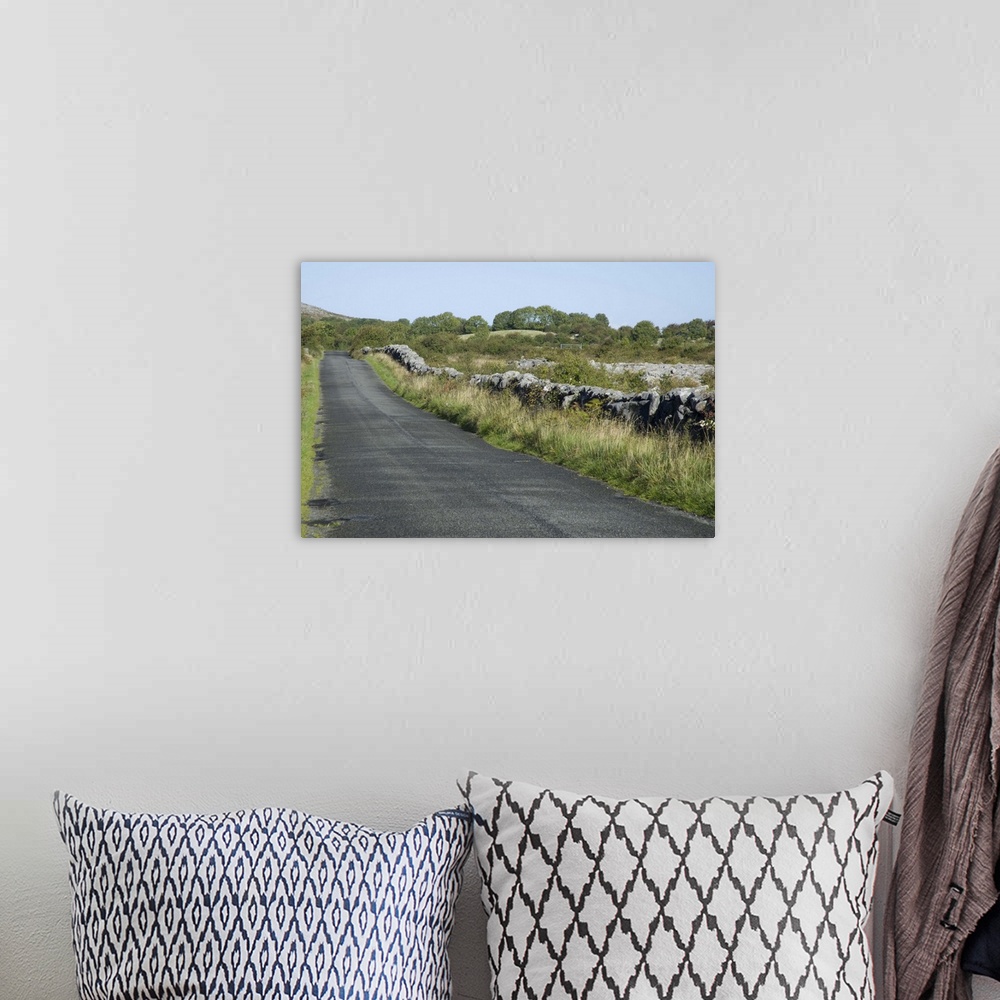 A bohemian room featuring Country Highway, Ireland, Stone fence, road