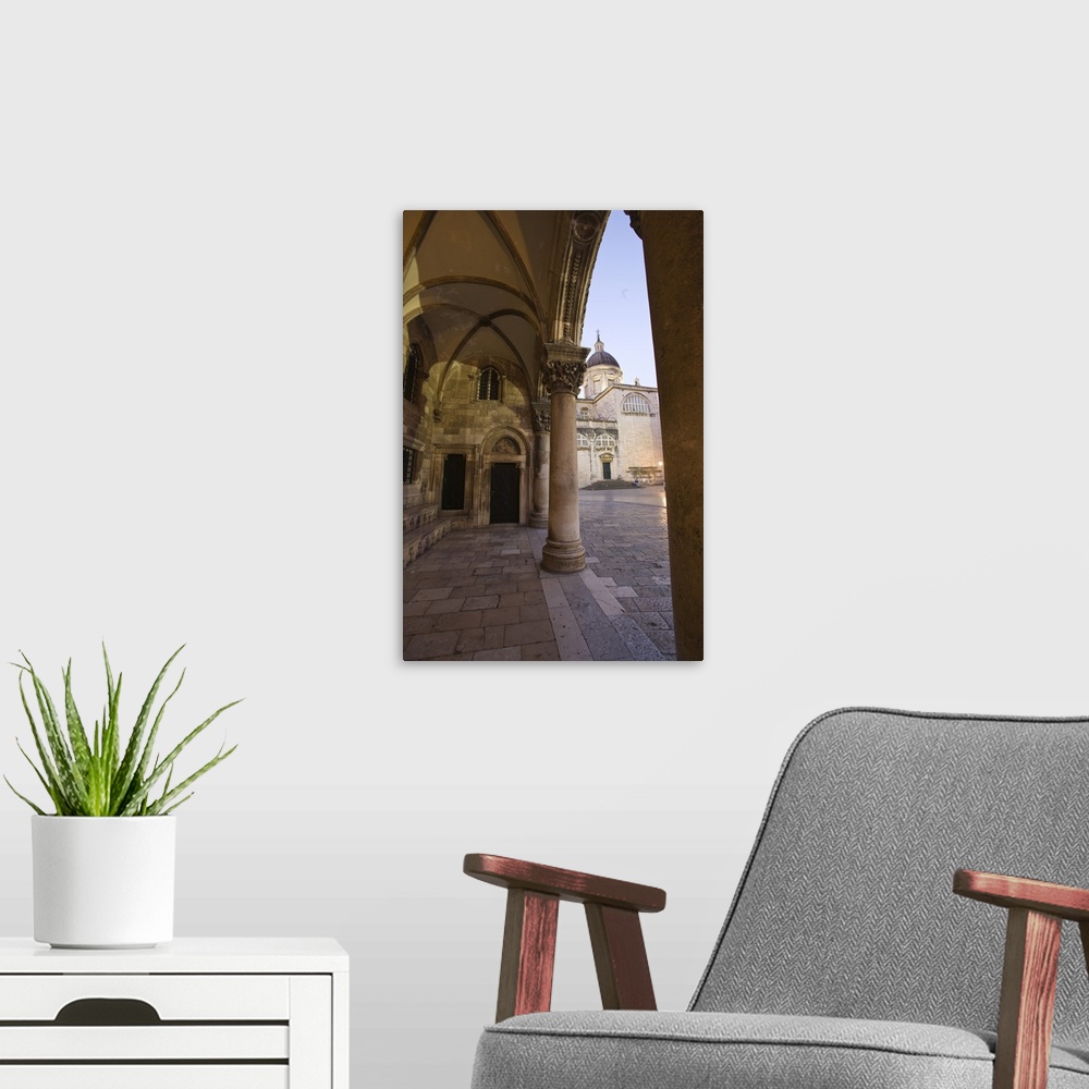 A modern room featuring CROATIA, Dubrovnik. Archway inside the walled city.