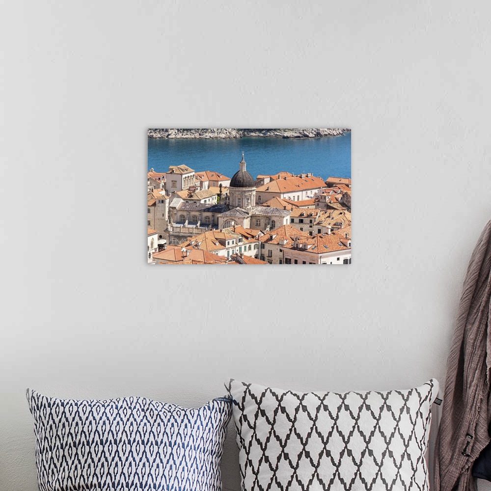 A bohemian room featuring Croatia, Dubrovnik, Old City Cathedral, Red Tile Roofs And Adriatic