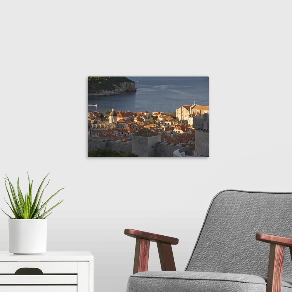 A modern room featuring CROATIA, Dubrovnik. Overview of the Walled City of Dubrovnik.