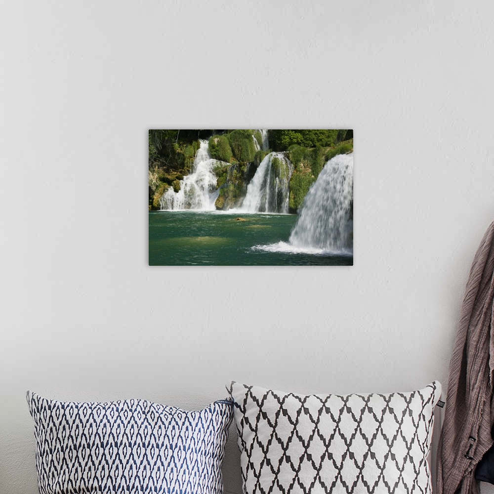 A bohemian room featuring CROATIA, Sibenik-Knin Region, KRKA NATIONAL PARK. Skradinski Buk Waterfalls