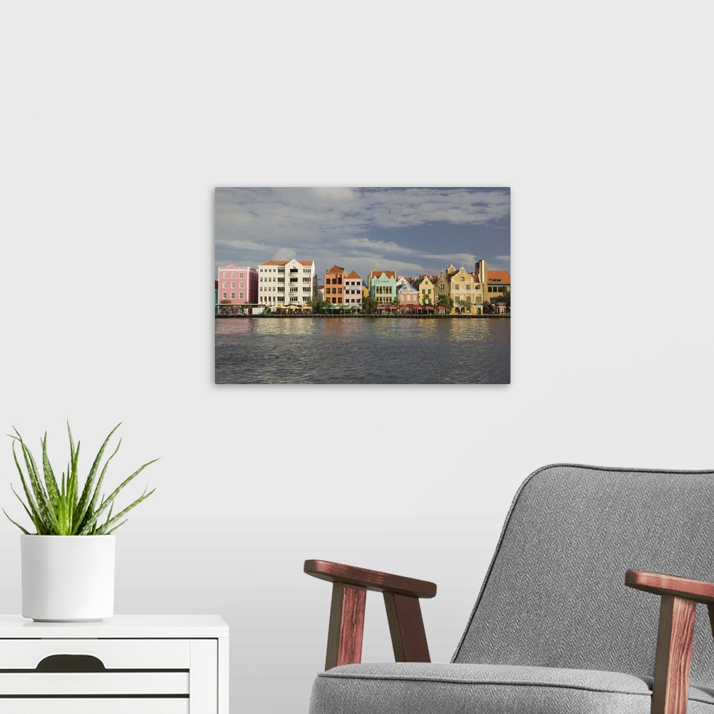 A modern room featuring ABC Islands-CURACAO-Willemstad:.Harborfront Buildings of Punda