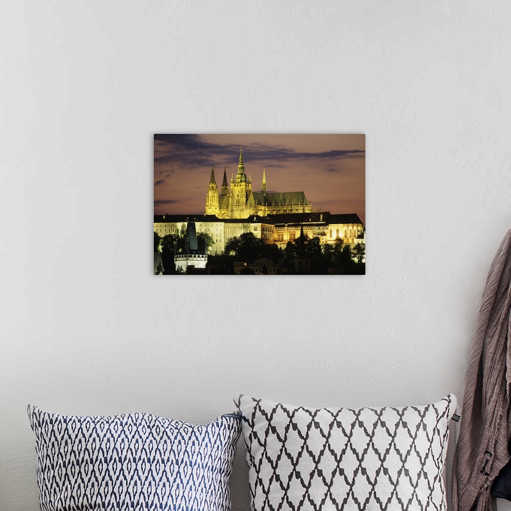A bohemian room featuring Czech Republic. Prague Castle and St. Vitus cathedral.