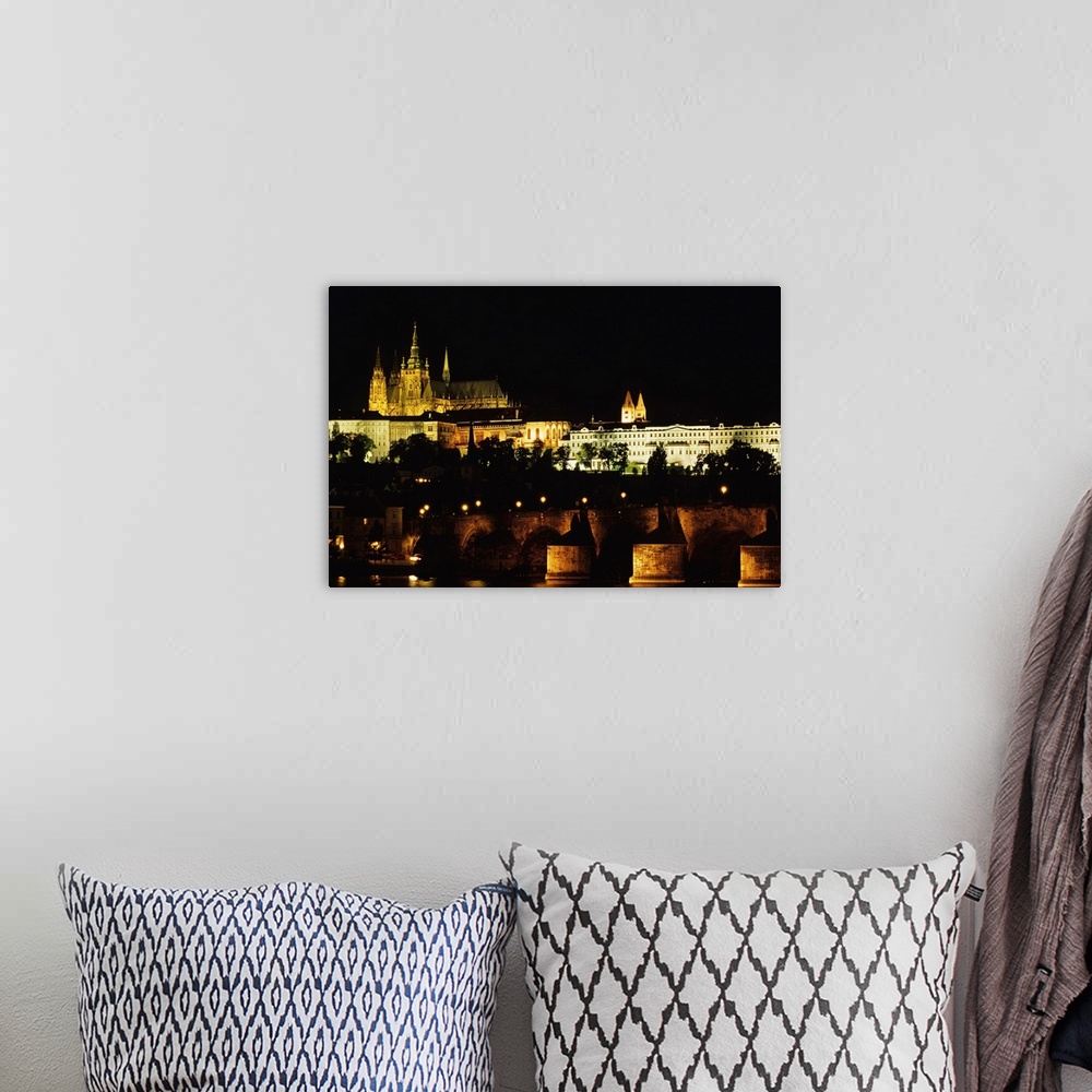 A bohemian room featuring Czech Republic, Prague. Charles Bridge and Prague Castle.