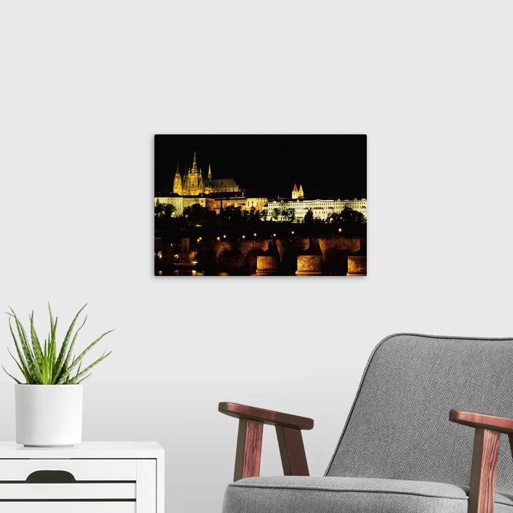 A modern room featuring Czech Republic, Prague. Charles Bridge and Prague Castle.