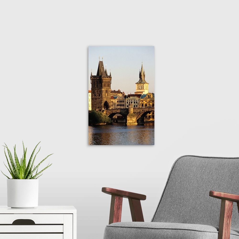 A modern room featuring Czech Republic, Prague. Charles Bridge, Old Town Bridge Tower and Water Tower.