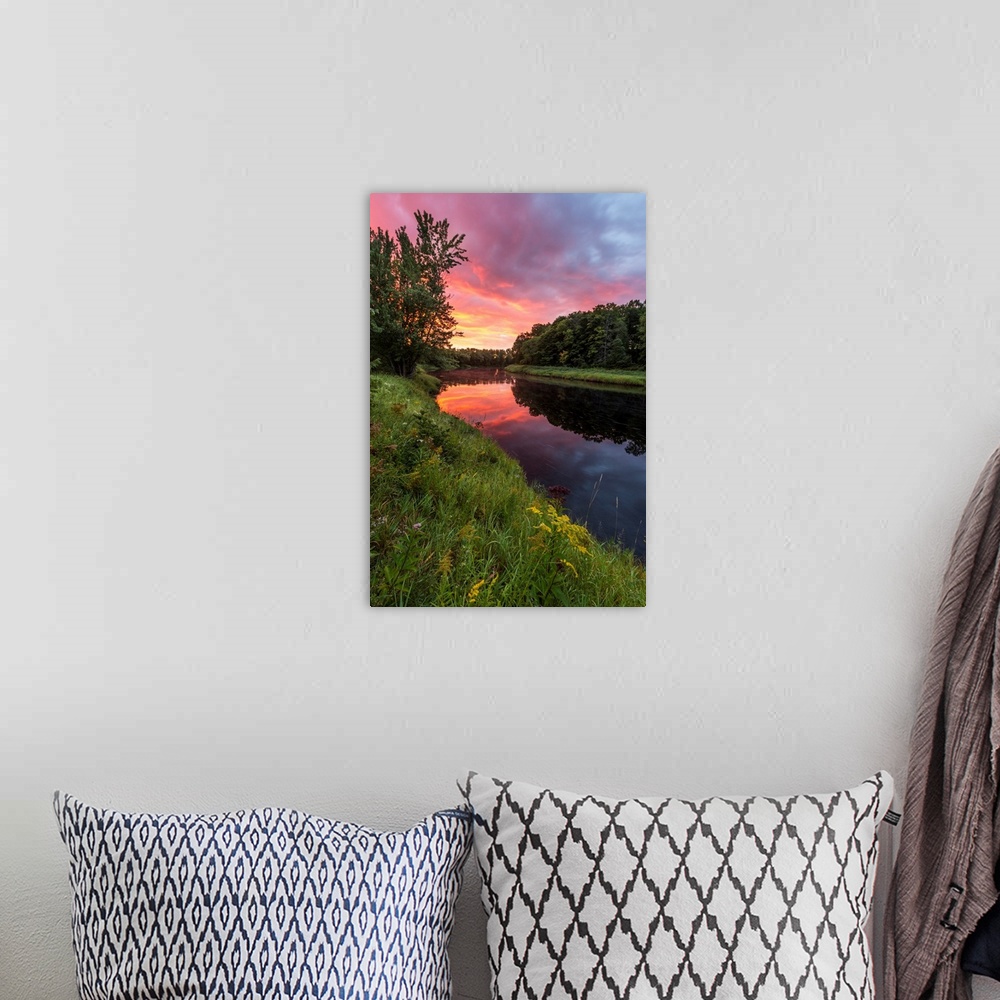 A bohemian room featuring Dawn on the Mattawamkeag River as it flows through the Reed Plantation in Wytipitlock, Maine.