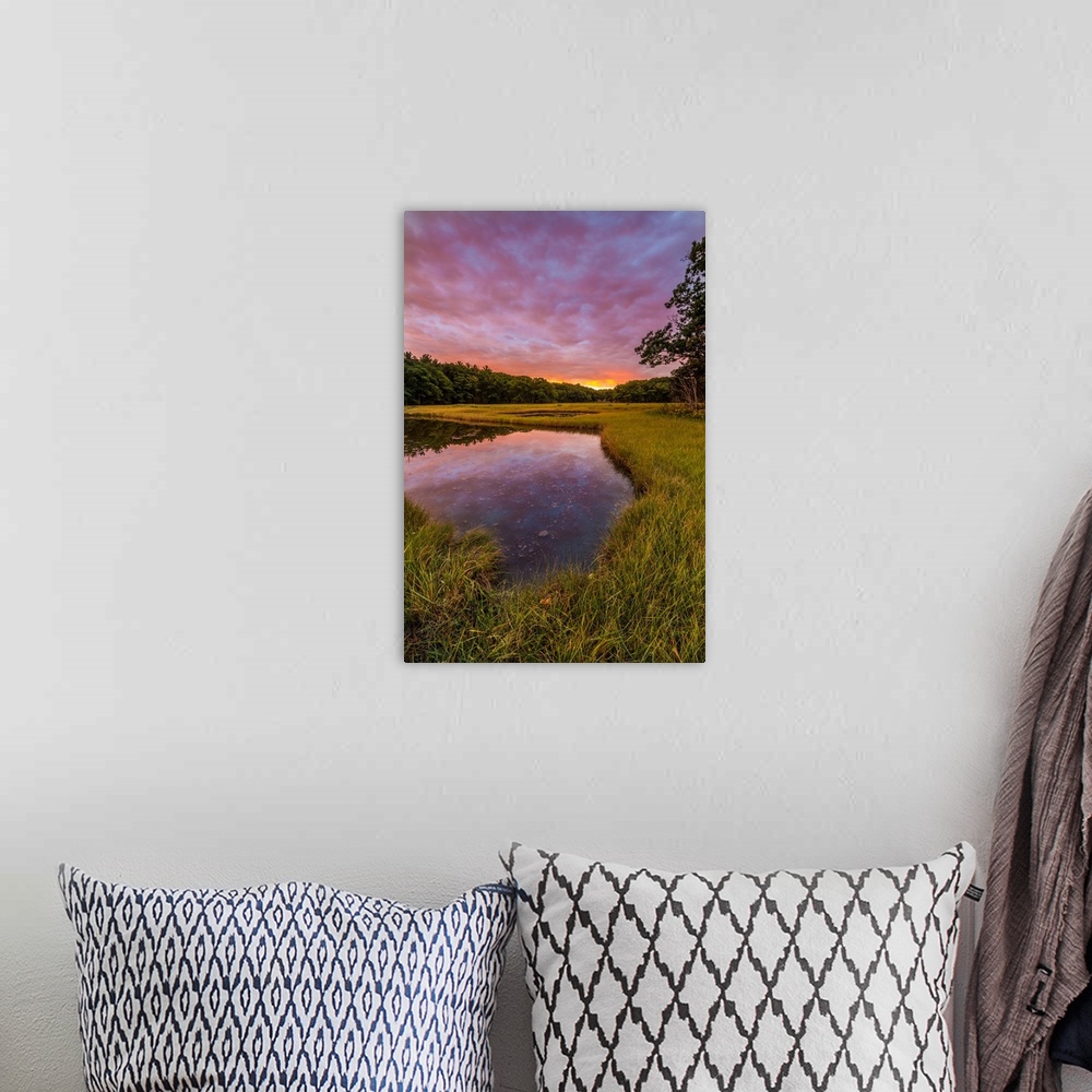 A bohemian room featuring Dawn on the salt marsh along the Castle Neck River in Ipswich, Massachusetts.