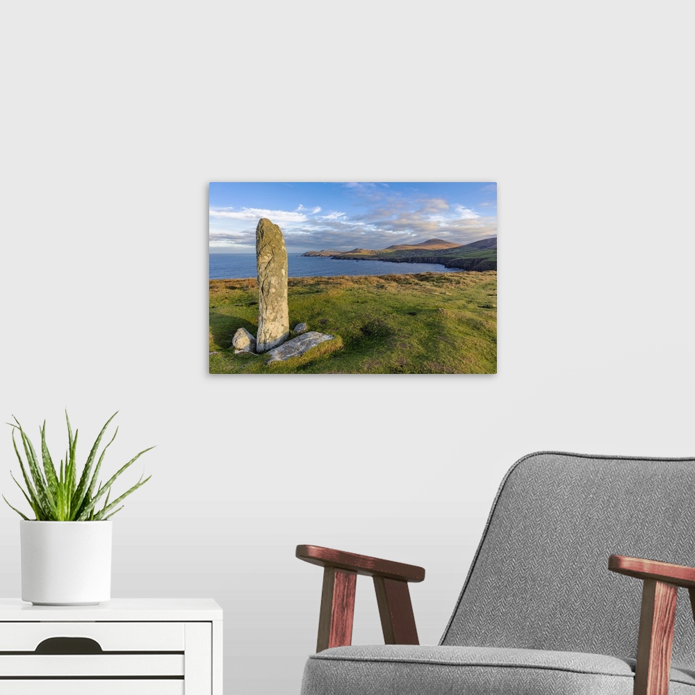 A modern room featuring View of the small town of Dunquin and Devils Horn from Dunmore Head the westernmost point of Euro...