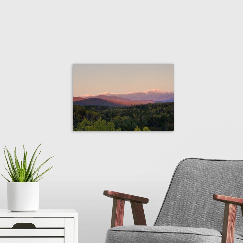 A modern room featuring Dusk and Mount Washington in new Hampshire's White Mountains.  Bethlehem, New Hampshire.