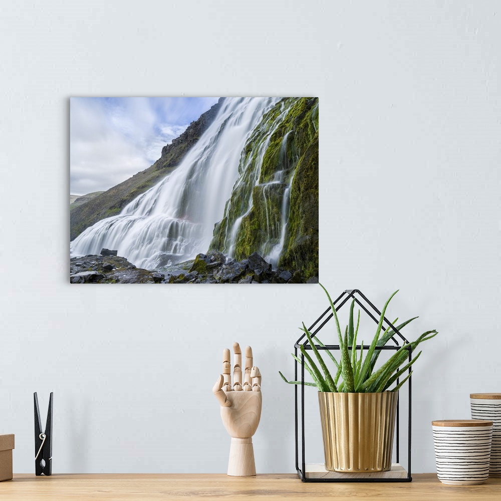 A bohemian room featuring Dynjandi waterfall, an icon of the Westfjords in northwest Iceland.
