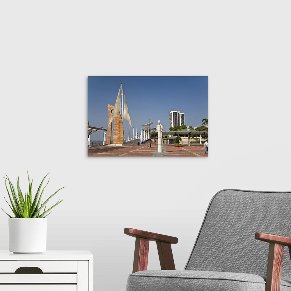 A modern room featuring South America, Ecuador, Guayaquil. The Malecon has many different features, such as this sail des...
