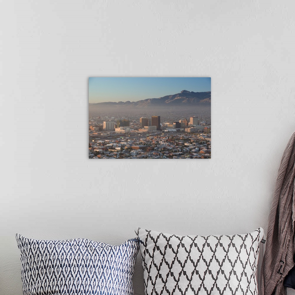 A bohemian room featuring El Paso, Texas, Downtown View from Scenic Drive, Dawn.