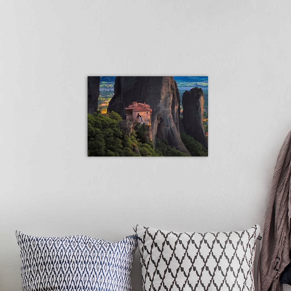 A bohemian room featuring Europe, Greece, Meteora. Isolated monastery on cliff. Credit: Jim Nilsen