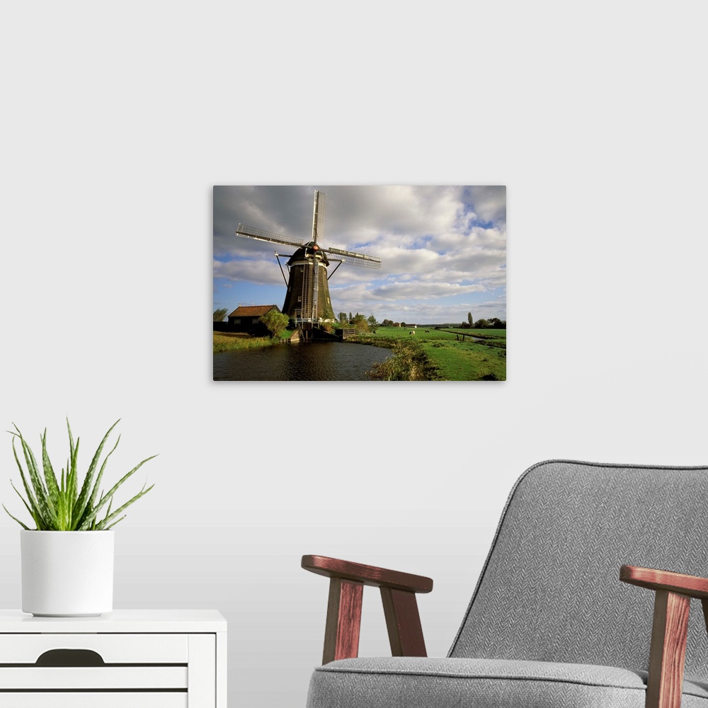 A modern room featuring Europe, Netherlands.Windmill