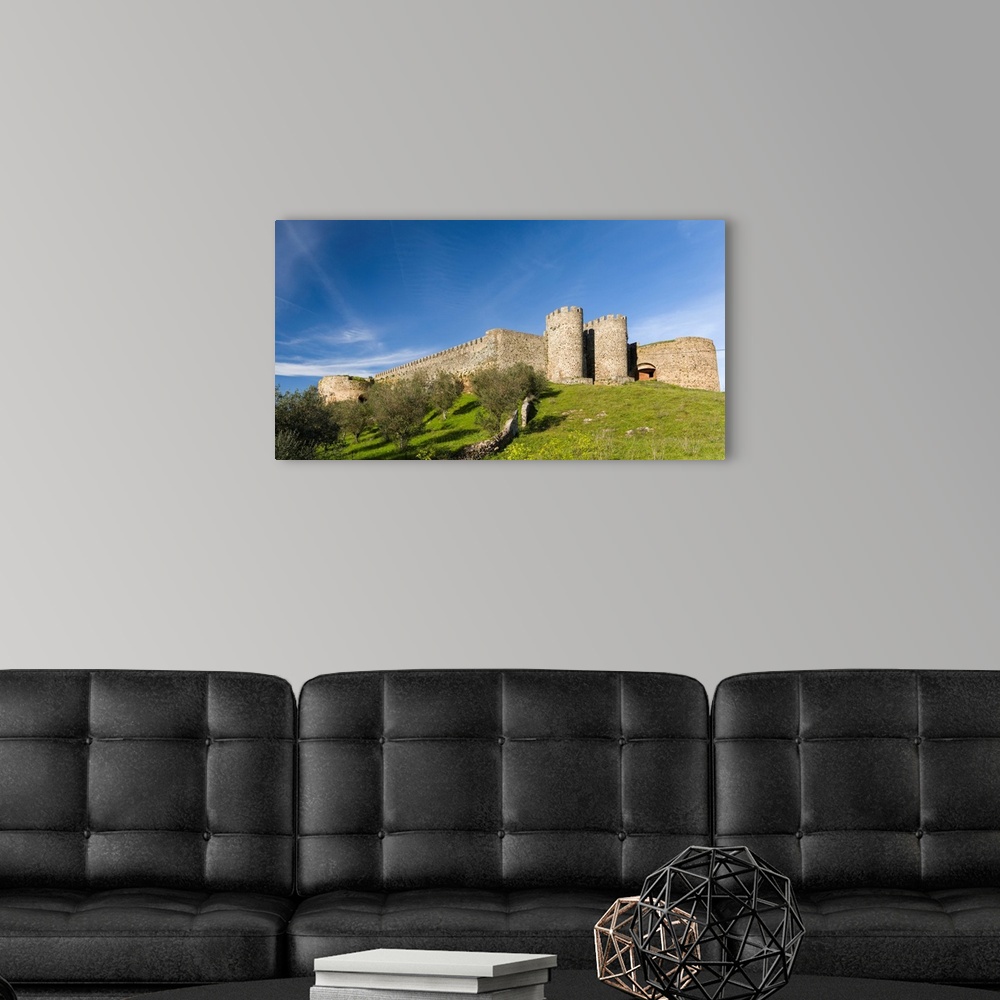 A modern room featuring Mountain village and castle Evoramonte in the Alentejo. Europe, Southern Europe, Portugal, March.