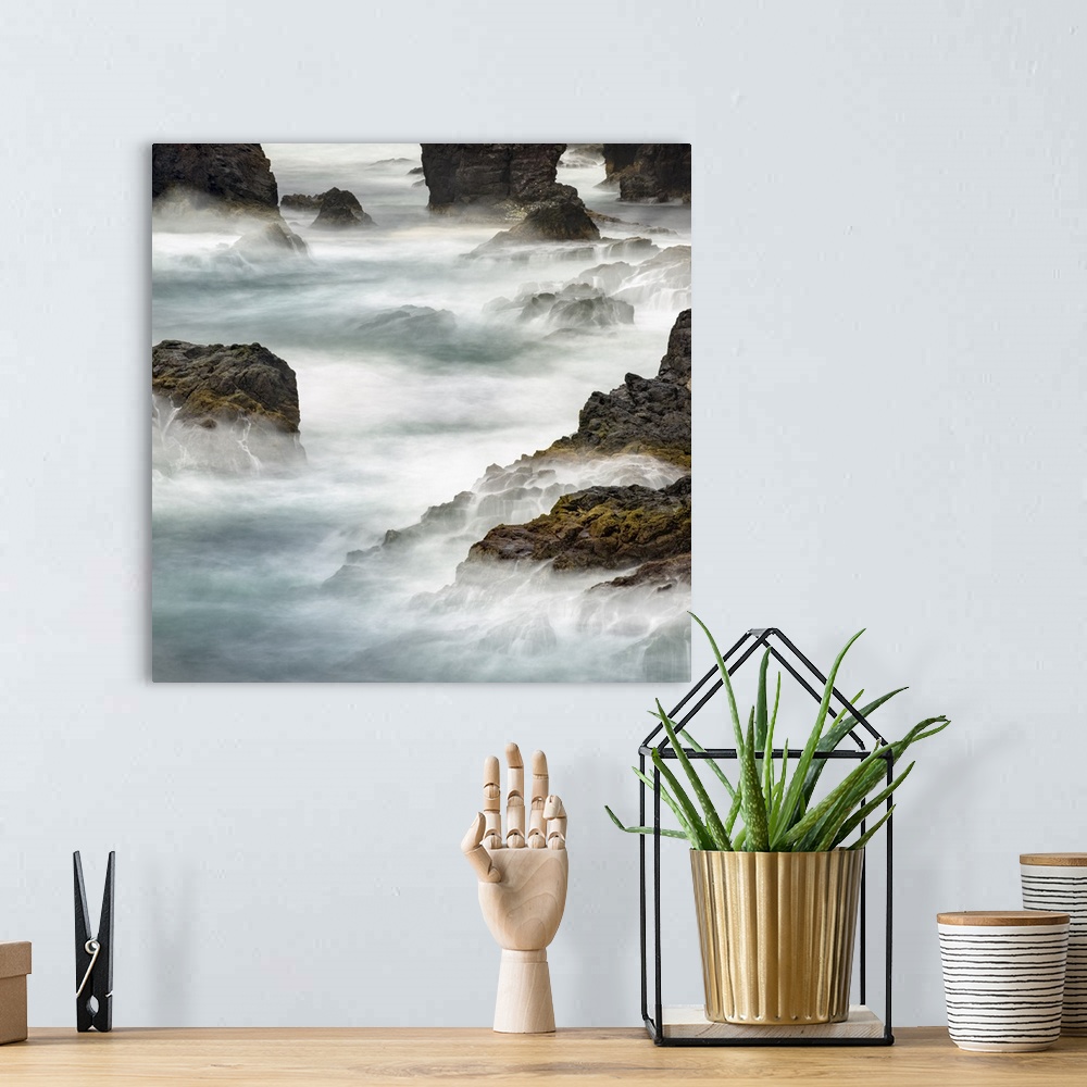 A bohemian room featuring Famous cliffs and sea stacks of Esha Ness, Shetland Islands.