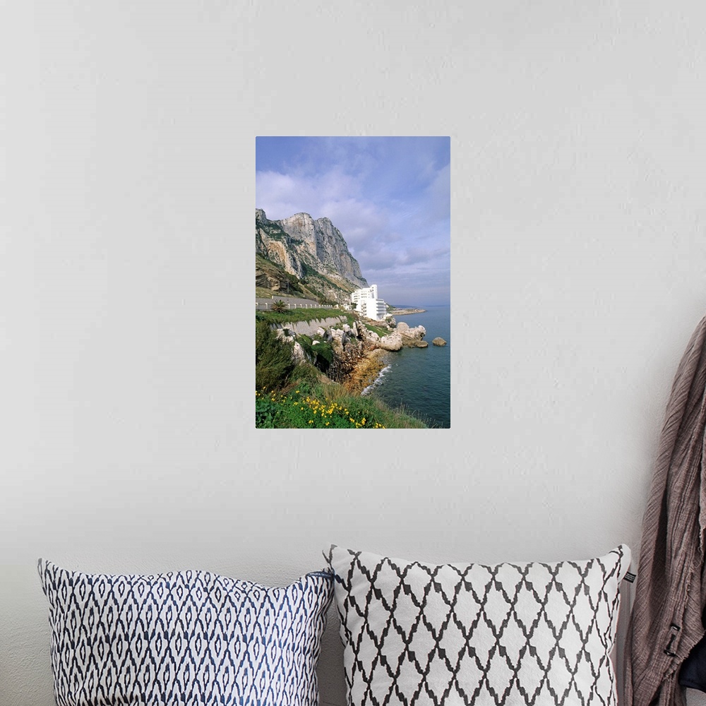 A bohemian room featuring Famous Rock of Gibraltar with Mediterranean cliffs in Gibraltar.