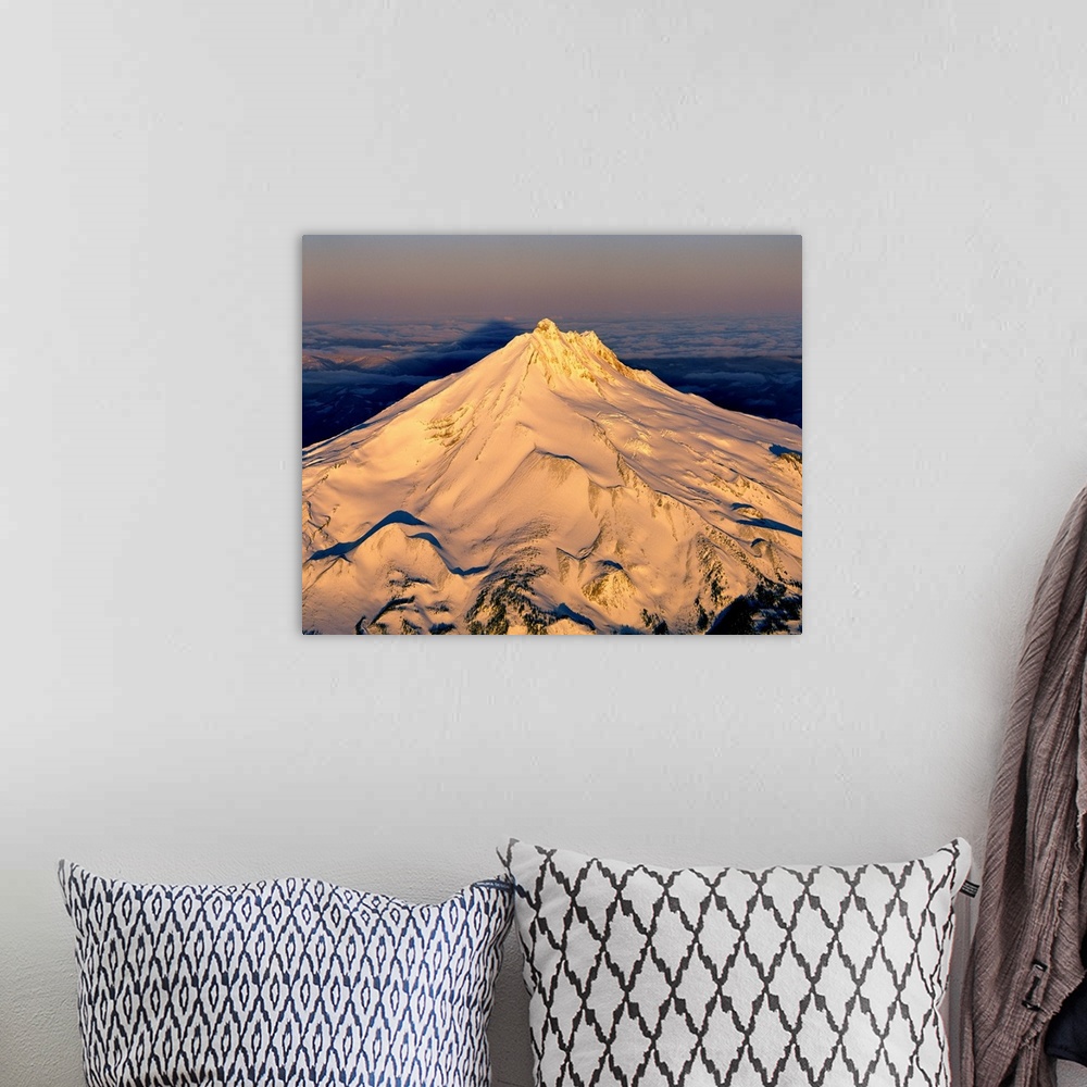 A bohemian room featuring First light catches Mt. Jefferson in the Oregon Cascades.