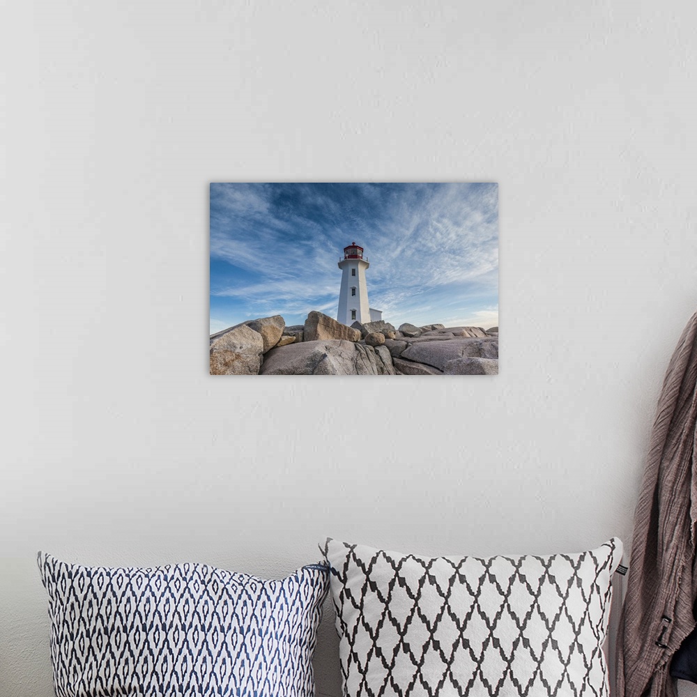 A bohemian room featuring Canada, Nova Scotia, Peggy's Cove. Fishing village and Peggys Point Lighthouse.
