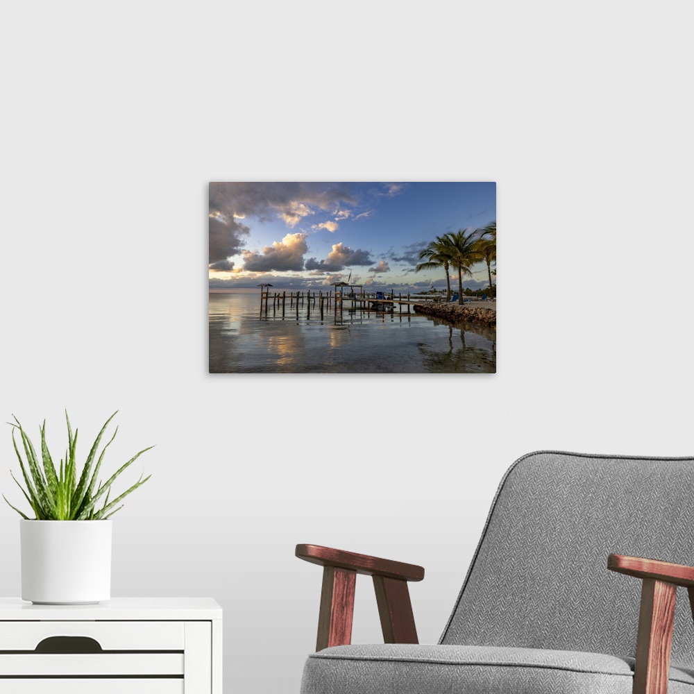 A modern room featuring Florida Keys sunset from the Island Bay Resort in Tavernier, Florida, USA.