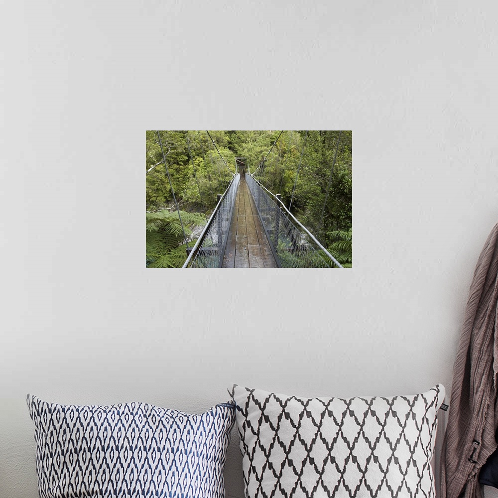 A bohemian room featuring Footbridge, Hokitika River, Hokitika Gorge, West Coast, South Island, New Zealand