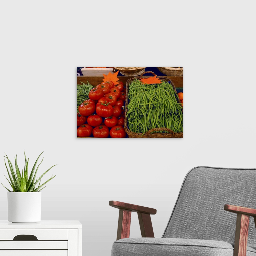 A modern room featuring France, Avignon, Provence, fresh produce at indoor market