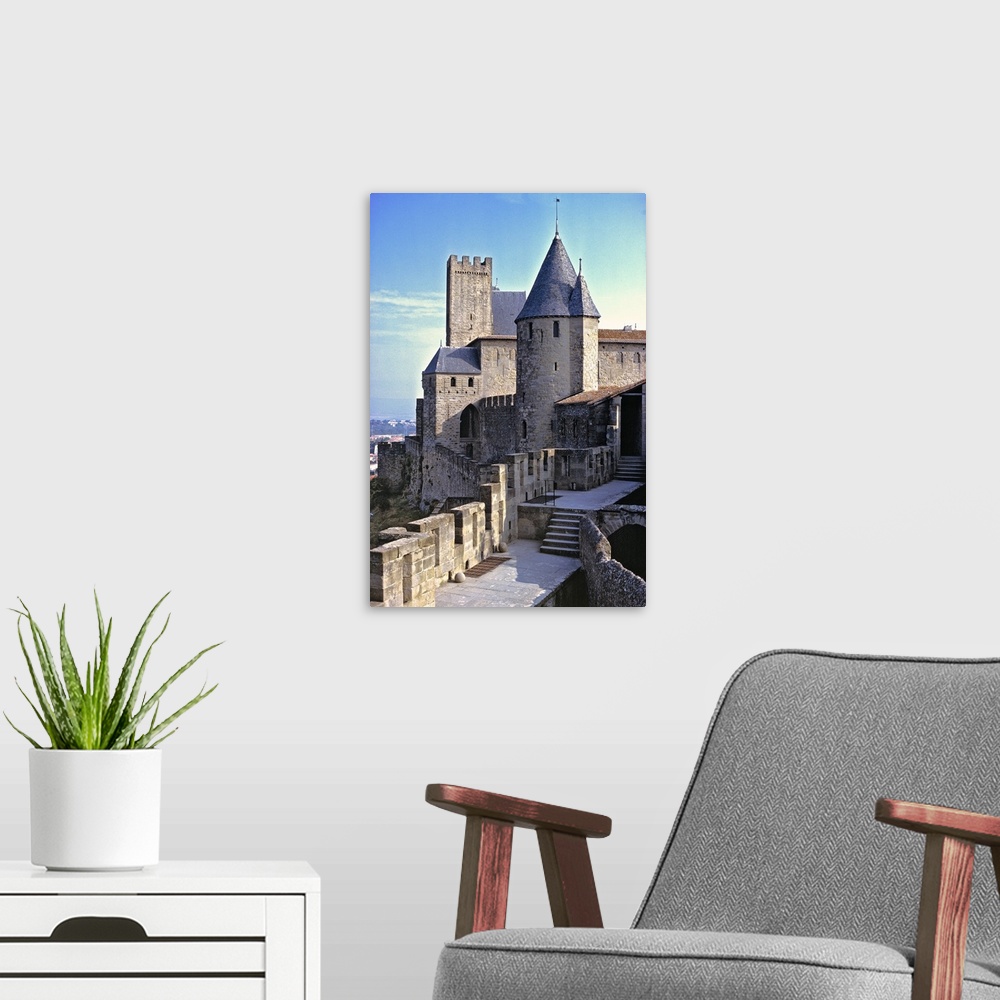 A modern room featuring Europe, France, Carcassonne. Walking the city walls in Carcassonne, Dept. Aude, France, gives vie...