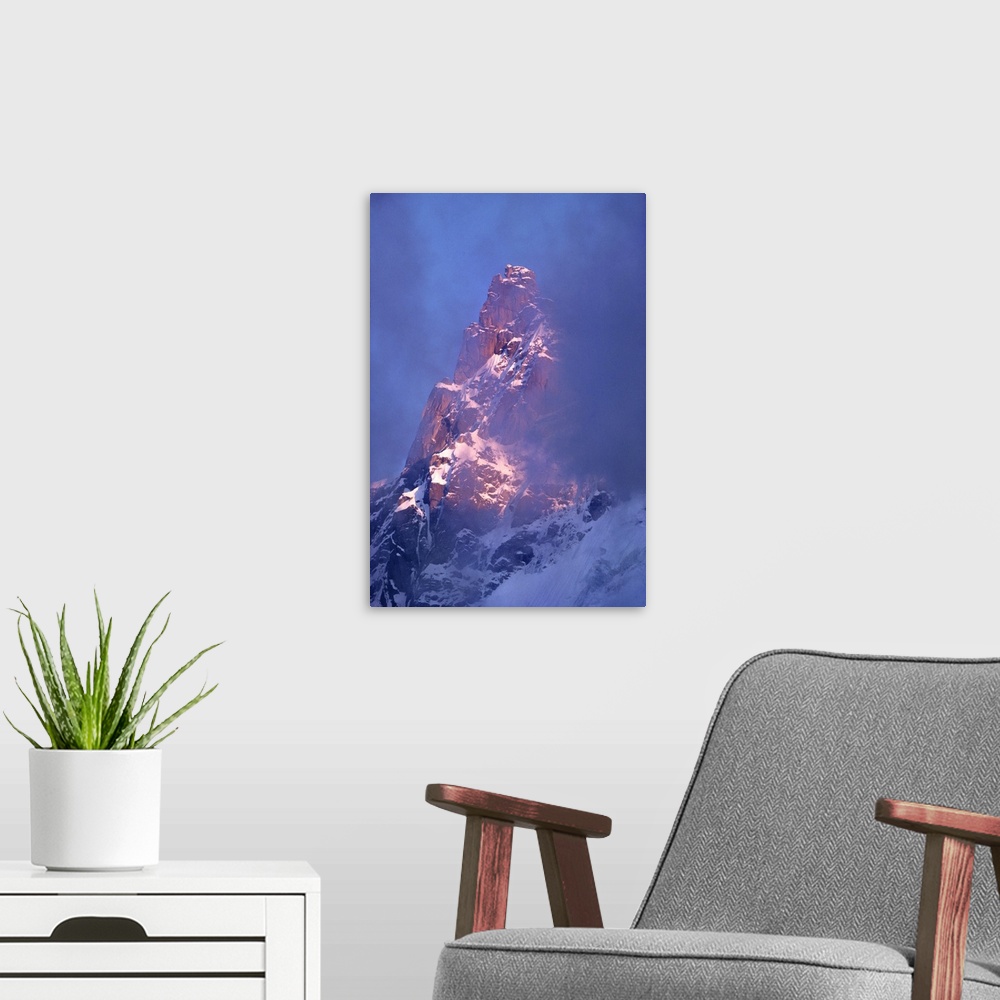 A modern room featuring France, Chamonix, Clouds Sift Past The Steep Flanks Of Aiguille Du Midi, Chamonix