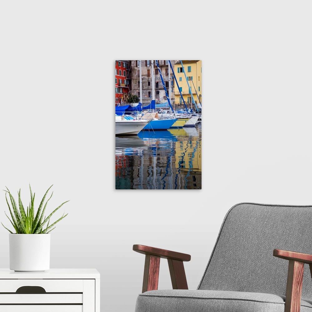 A modern room featuring France, Corsica, Sailboats At The Marina At Old Port In Bastia