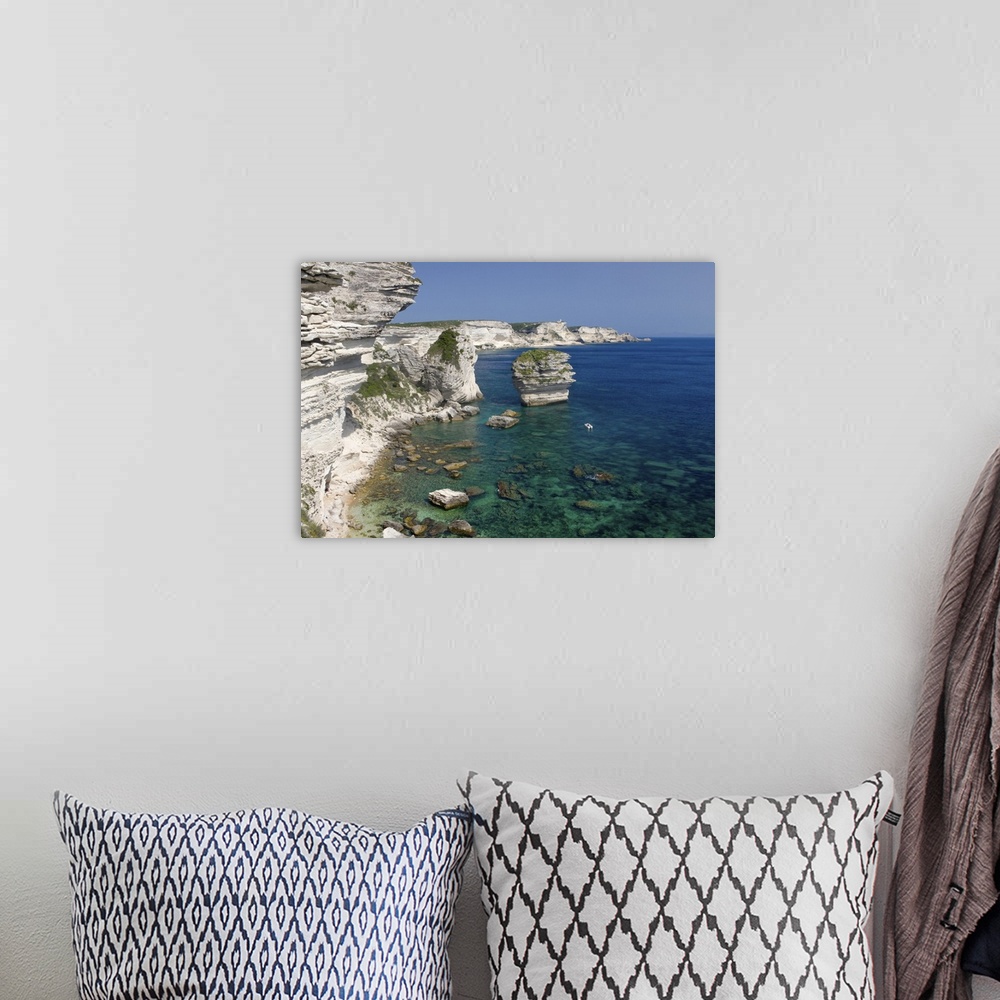A bohemian room featuring France, Corsica, View Of White Limestone Cliffs And The Mediterrean Sea