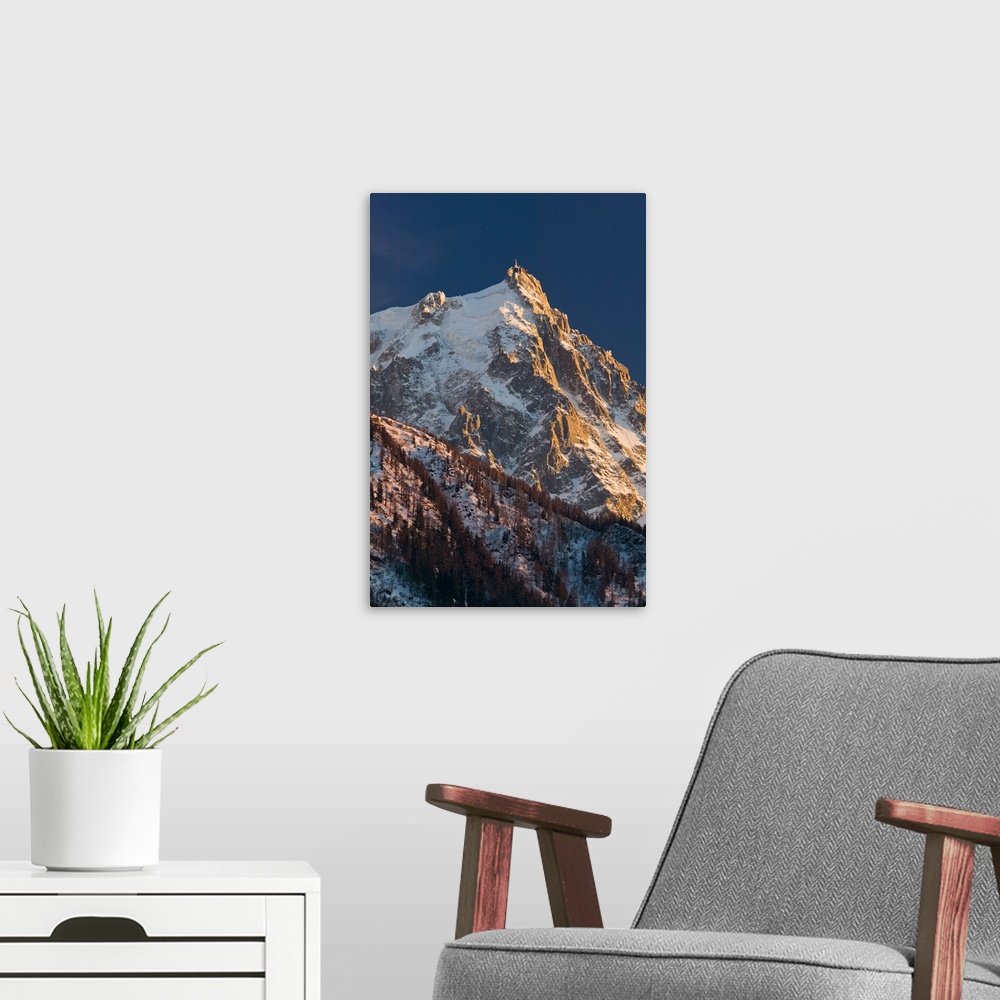 A modern room featuring France, French Alps, Chamonix, Mont, Blanc, View Towards Aiguille Du Midi Peak