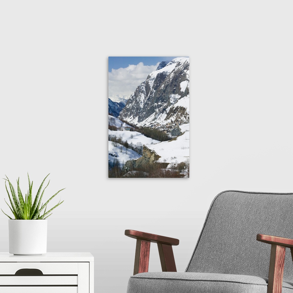 A modern room featuring France, French Alps (Isere), La Grave, High View Of Town From Route N91