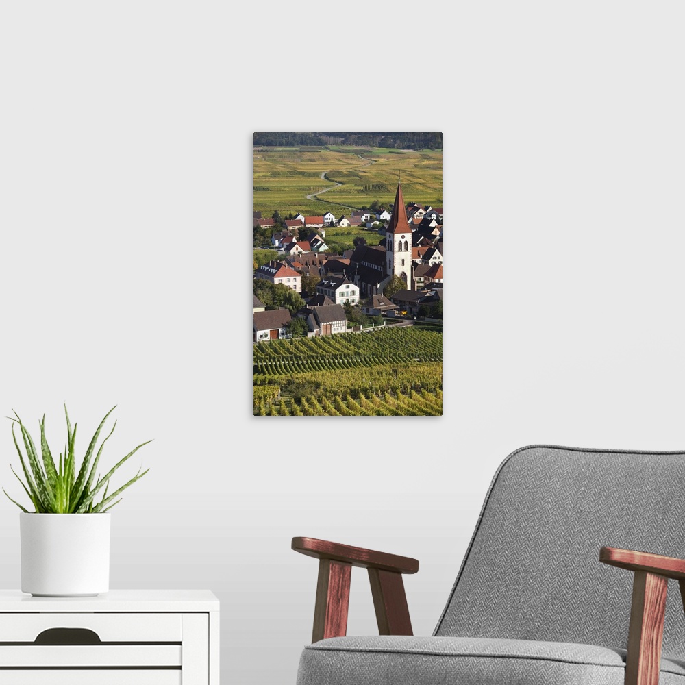 A modern room featuring France, Haut-Rhin, Ammerschwihr, Afternoon Town View, Autumn