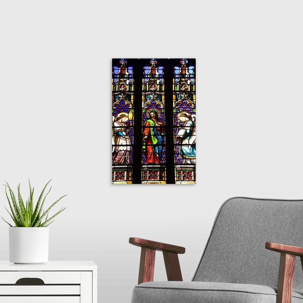 A modern room featuring France, Languedoc-Roussillon, Cathedrale St-Jean, Stained Glass Windows