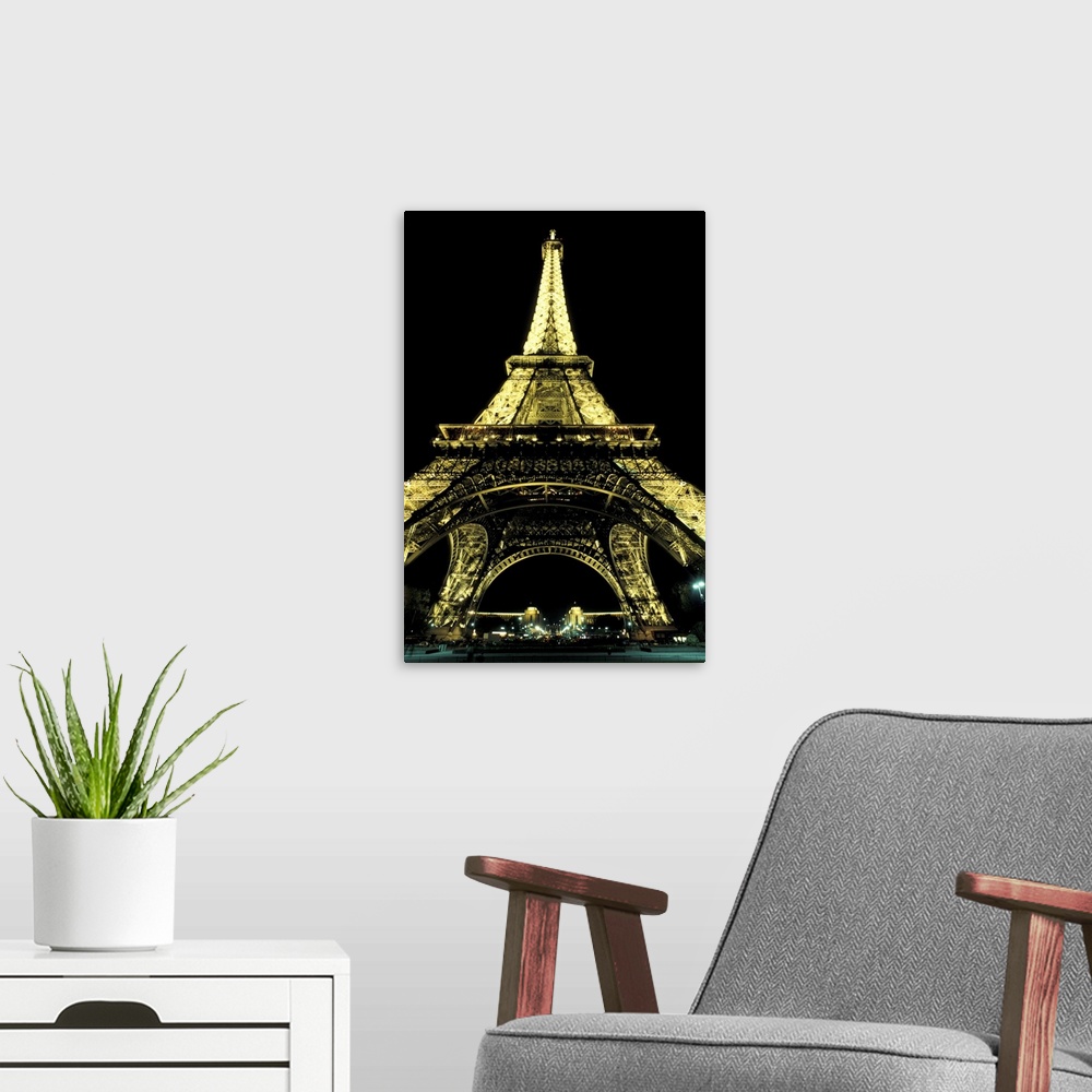 A modern room featuring Europe, France, Paris, Eiffel Tower at night.