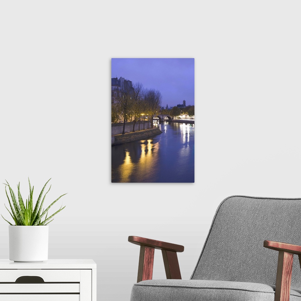 A modern room featuring France, Paris, Ile St-Louis And Seine River, Dawn