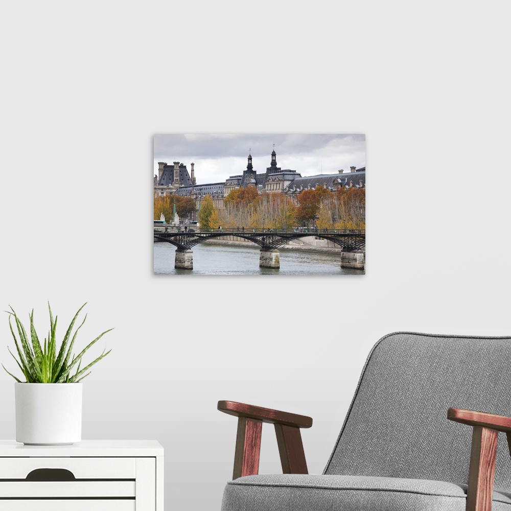 A modern room featuring France, Paris, Musee De Louvre Museum And Pont Des Arts Bridge