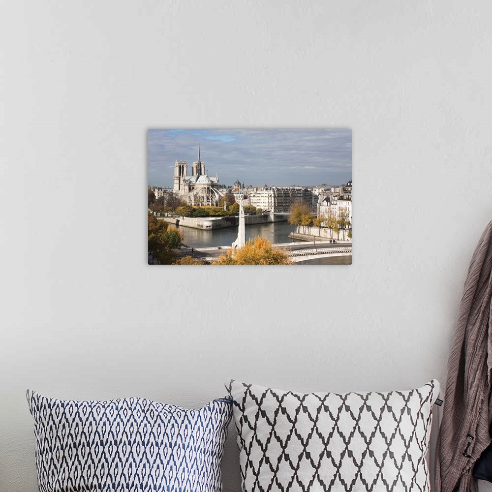 A bohemian room featuring France, Paris, View Of The Notre Dame And The Pont De La Tournelle Bridge