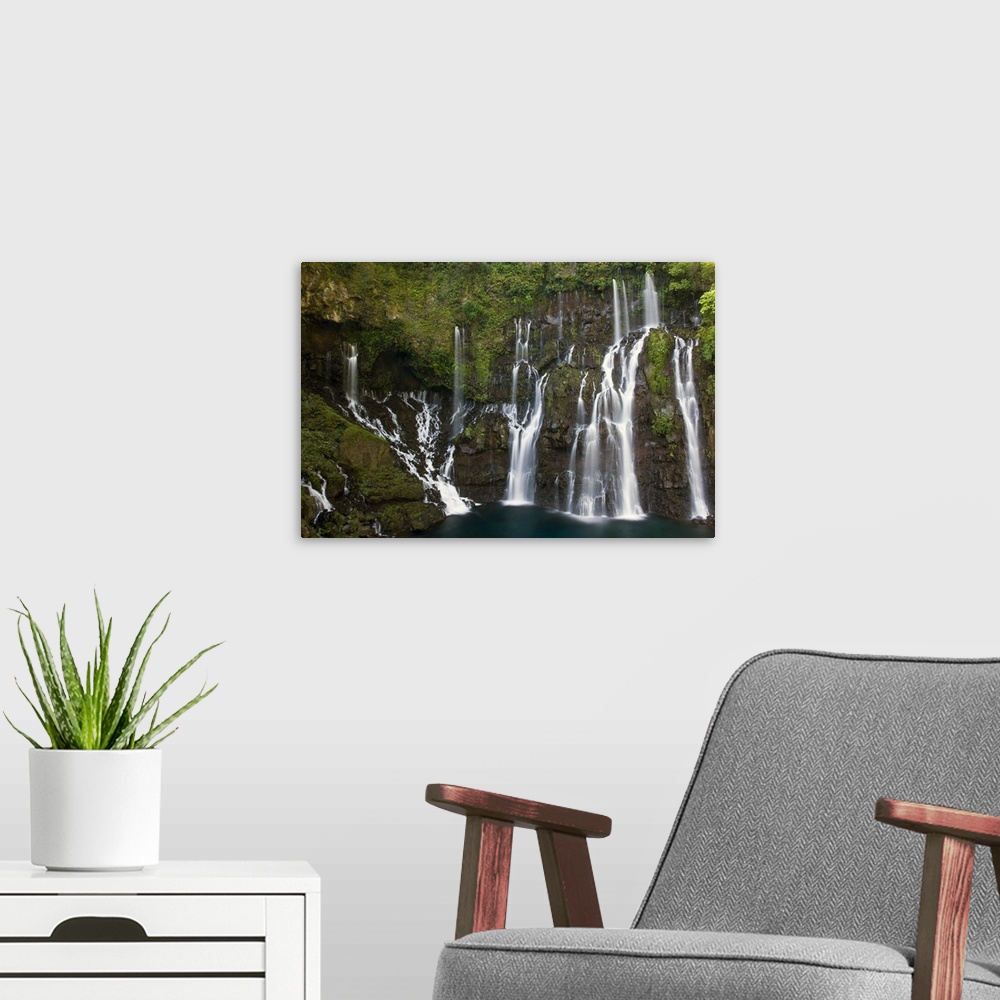 A modern room featuring France, Reunion Island, South Reunion, Cascade De La Grand Ravine Waterfall