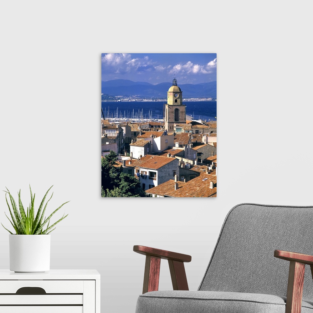 A modern room featuring Europe, France, St. Tropez. St. Tropez, on the Cote d'Azur on the Riviera, is the only north faci...