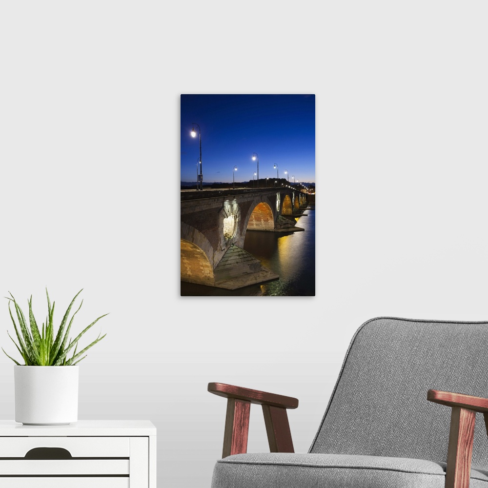 A modern room featuring France, Toulouse, Pont Neuf Bridge, Evening