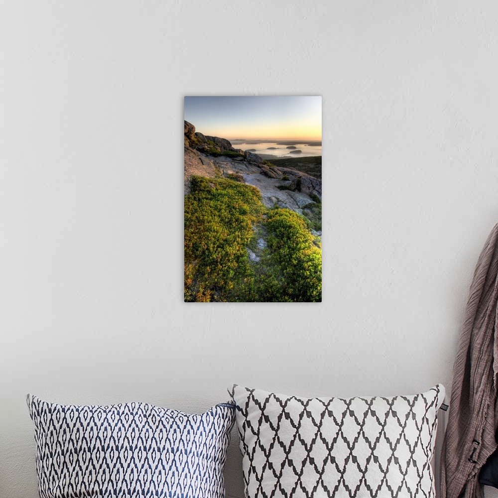 A bohemian room featuring Frenchman Bay and the Porcupine Islands as seen from Cadillac Mountain in Maine's Acadia National...