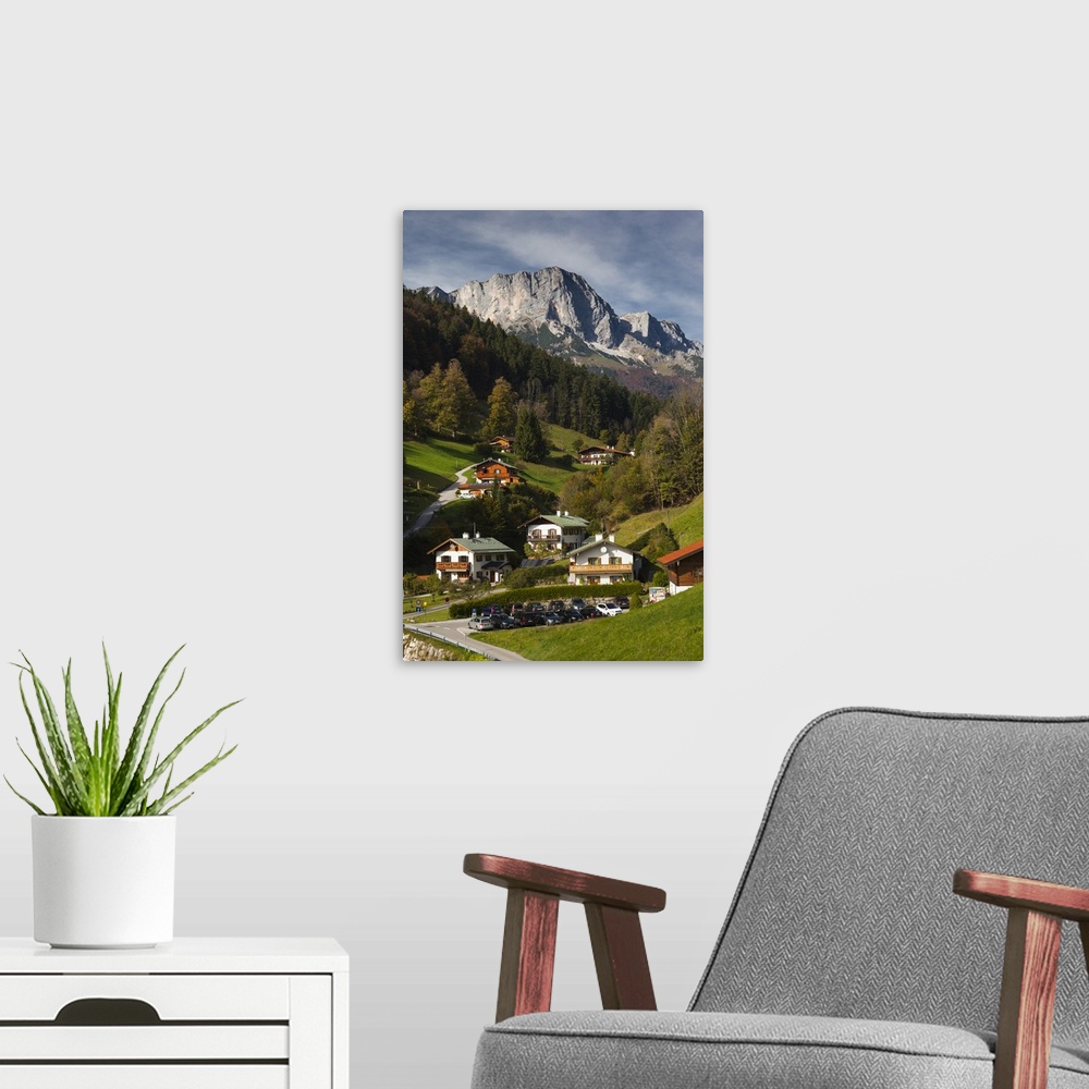 A modern room featuring Germany, Bavaria, Maria Gern village, elevated view, fall.
