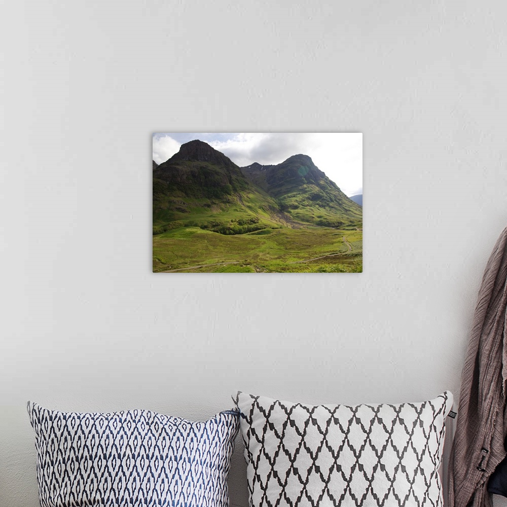 A bohemian room featuring Scotland, Glen Coe valley  off the A82 between Tyndrynm and Glencoe, beautiful sweeping mountains...