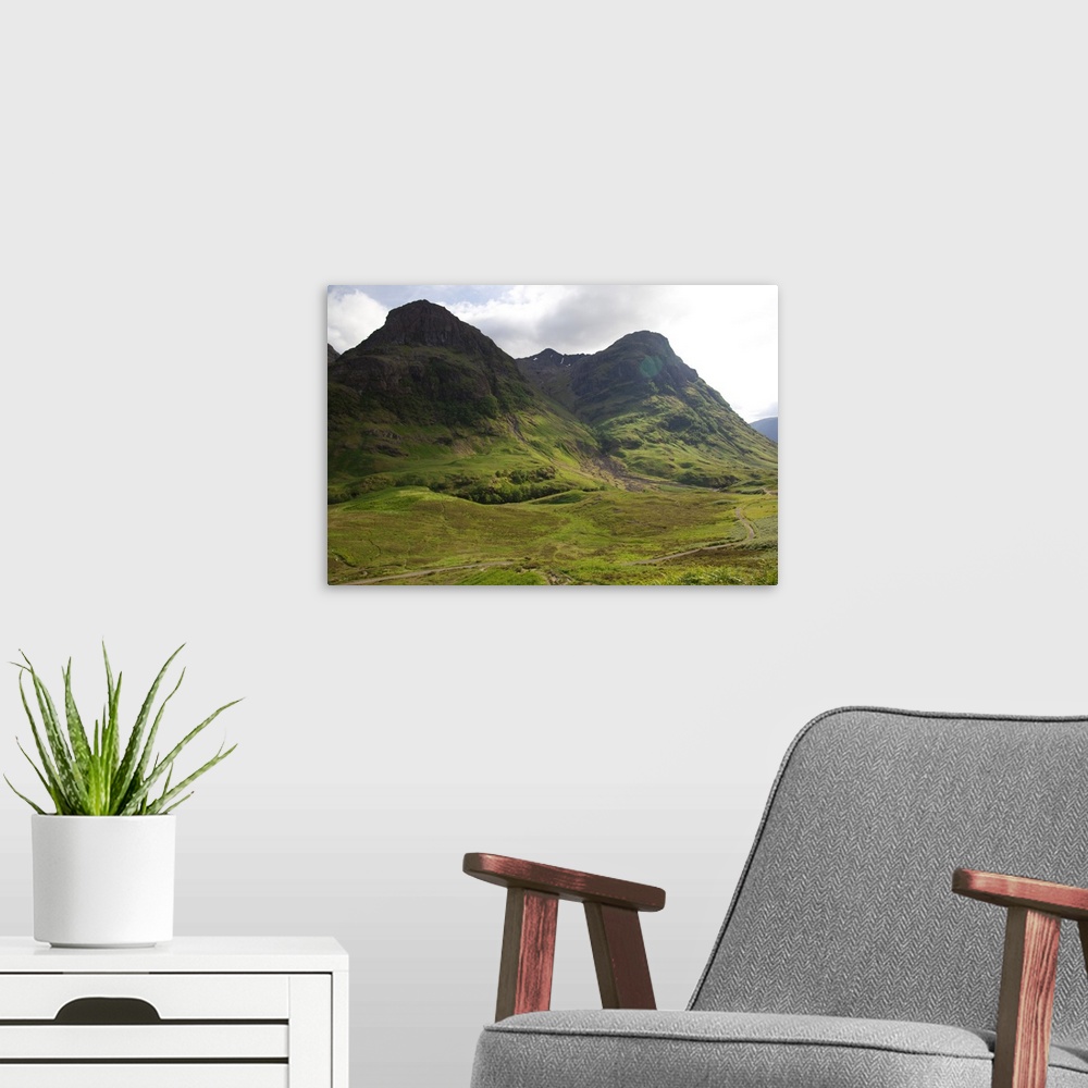 A modern room featuring Scotland, Glen Coe valley  off the A82 between Tyndrynm and Glencoe, beautiful sweeping mountains...