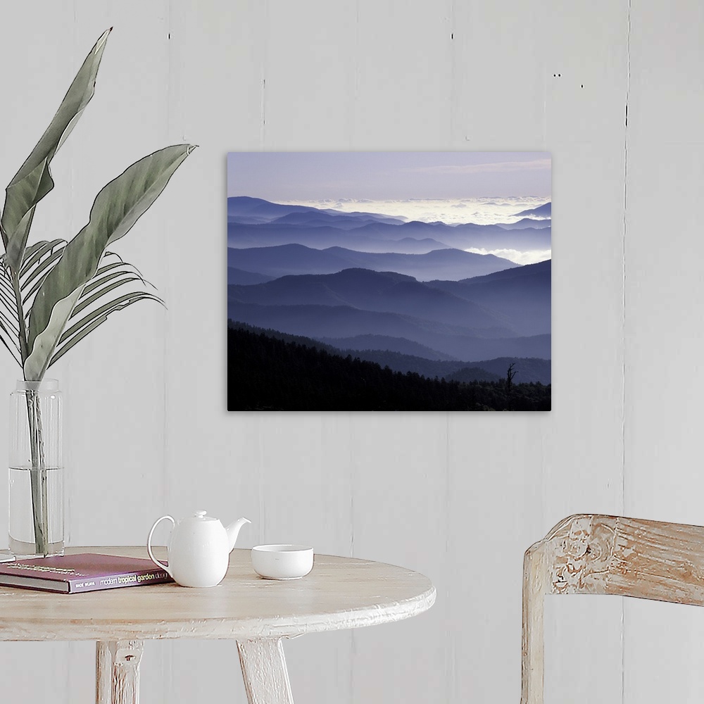 A farmhouse room featuring Tennessee, Great Smoky Mountains National Park, Southern Appalachian Mountains at dawn.