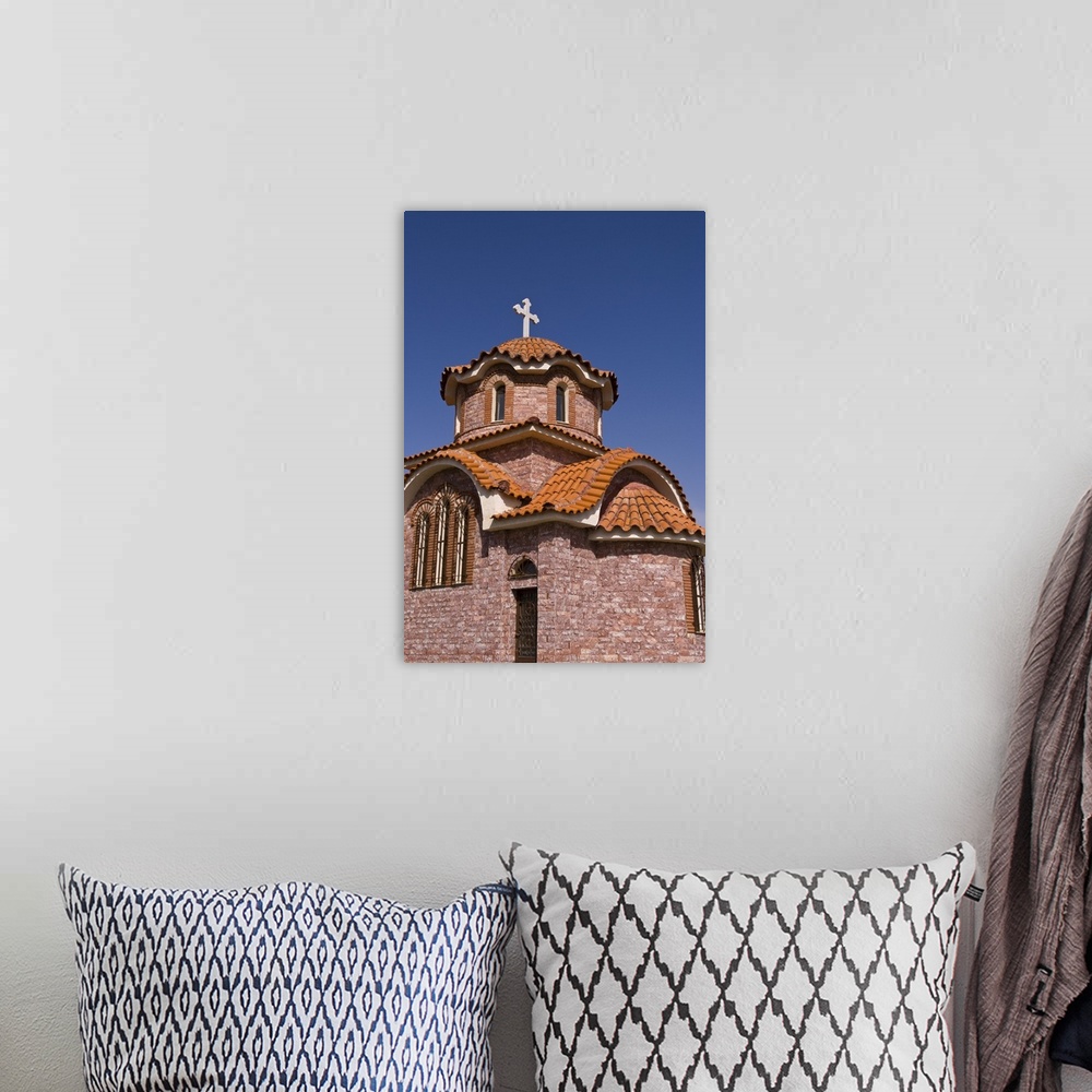 A bohemian room featuring Greek Orthodox church in the town of Thiva in Greece.