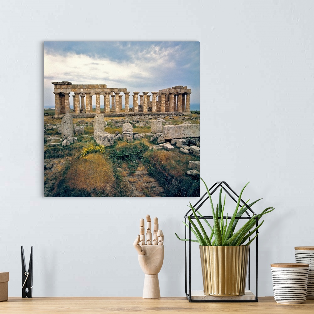 A bohemian room featuring Italy, Sicily, Selinunte. One of the eight Greek temples at Selinunte, on Sicily in Italy, overlo...