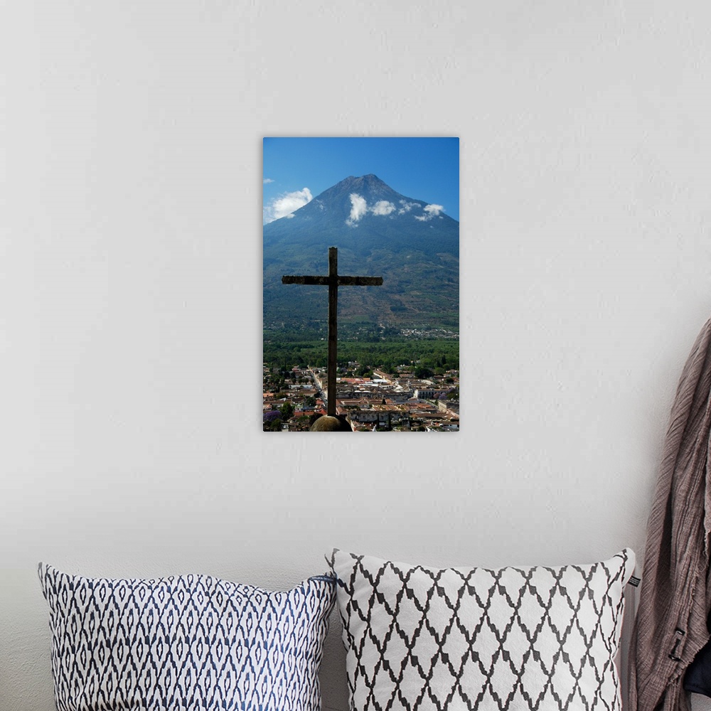 A bohemian room featuring Central America, Guatemala, Antigua, Hill of the Cross, aka Cross Hill or mountain. Mountain top ...